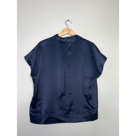 NEW ATM Silk Charmeuse Short Sleeve Camp Shirt in Blue Ink Size: Large - Picture 8 of 10
